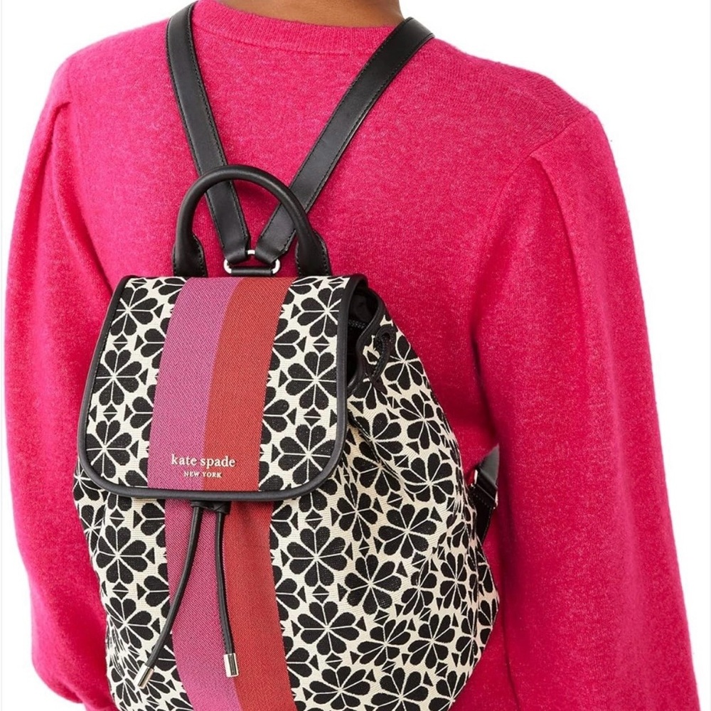 Kate Spade Black and Red Floral Backpack
